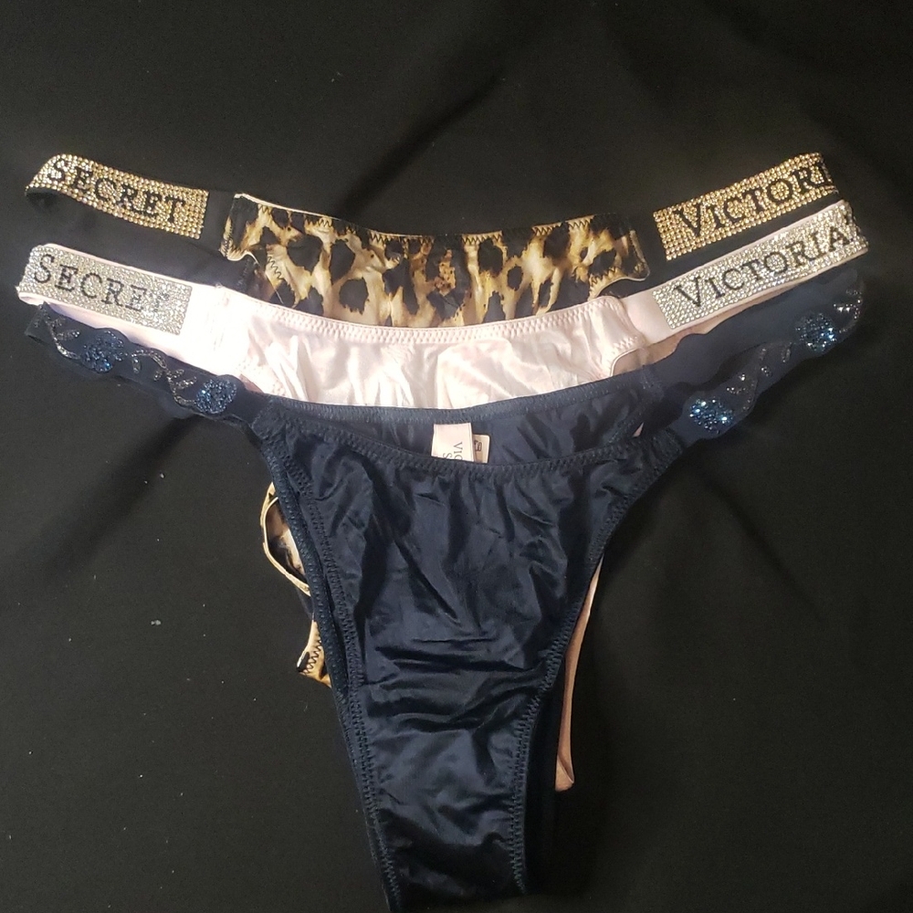Victoria's Secret Leopard, Pink, and Navy Panty Trio